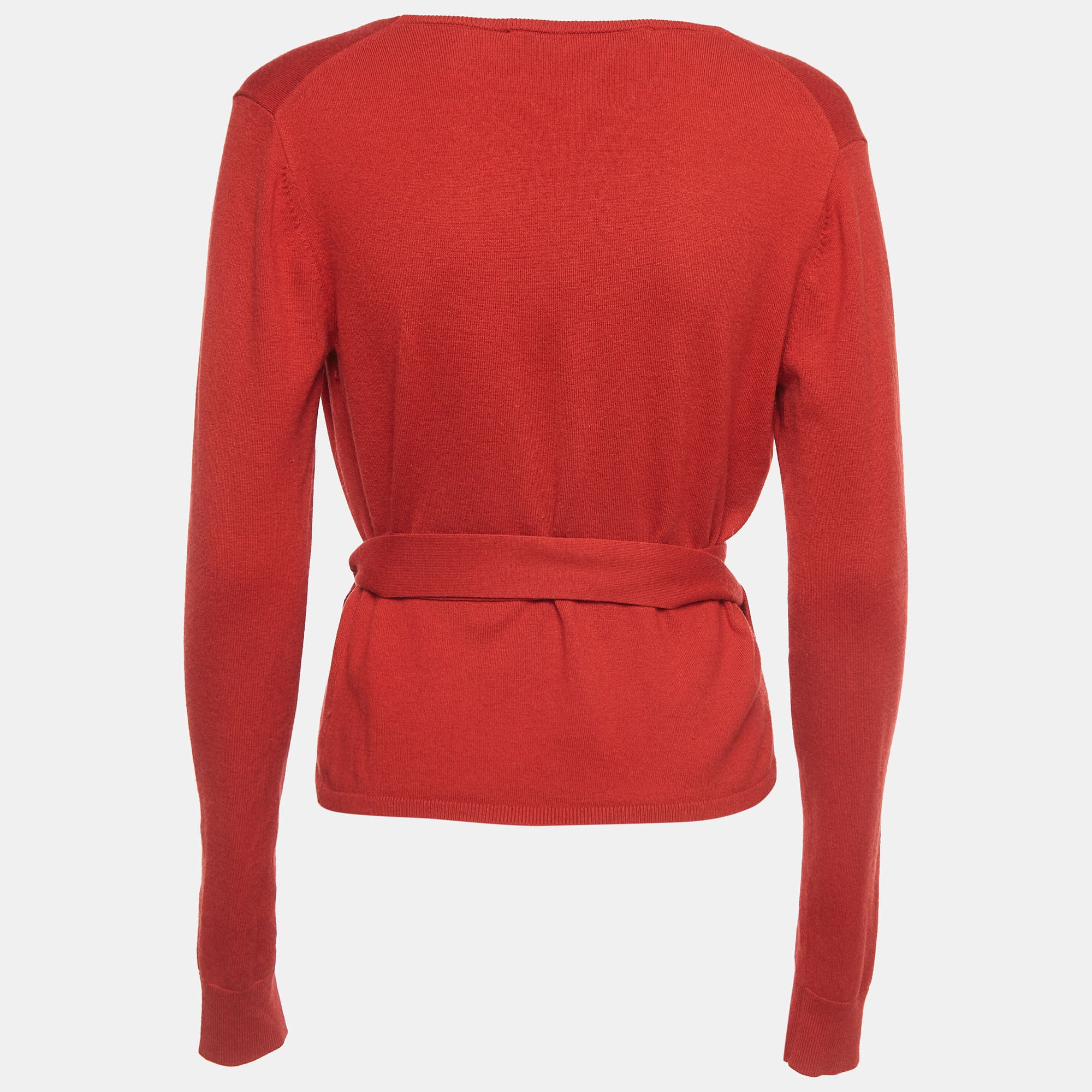 Sweaters & Cardigans  The Luxury Closet Diane Von Furstenberg Red Silk Blend Knit Ballerina Wrap Sweater M