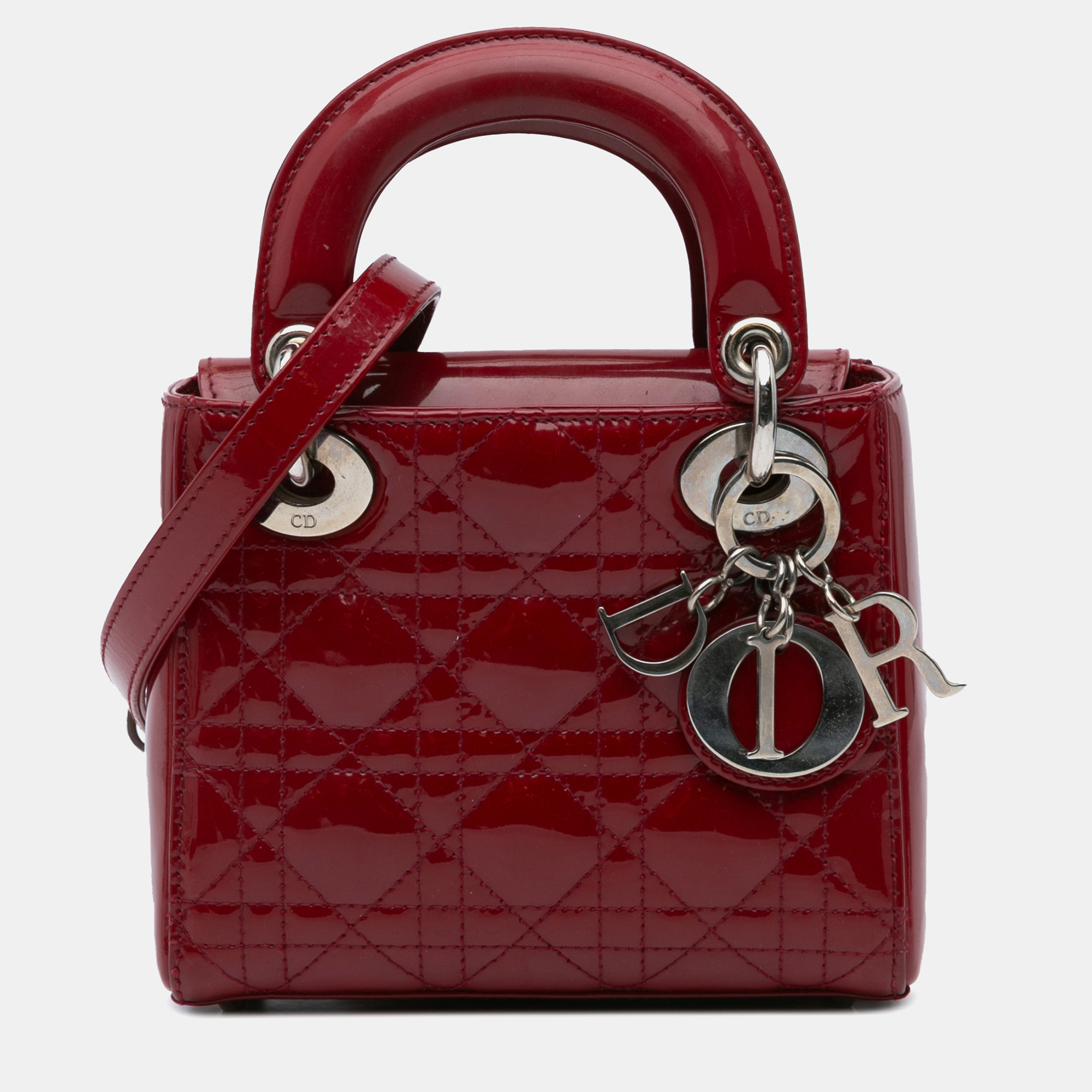 Dior Red Mini Patent Cannage Lady Dior Bag