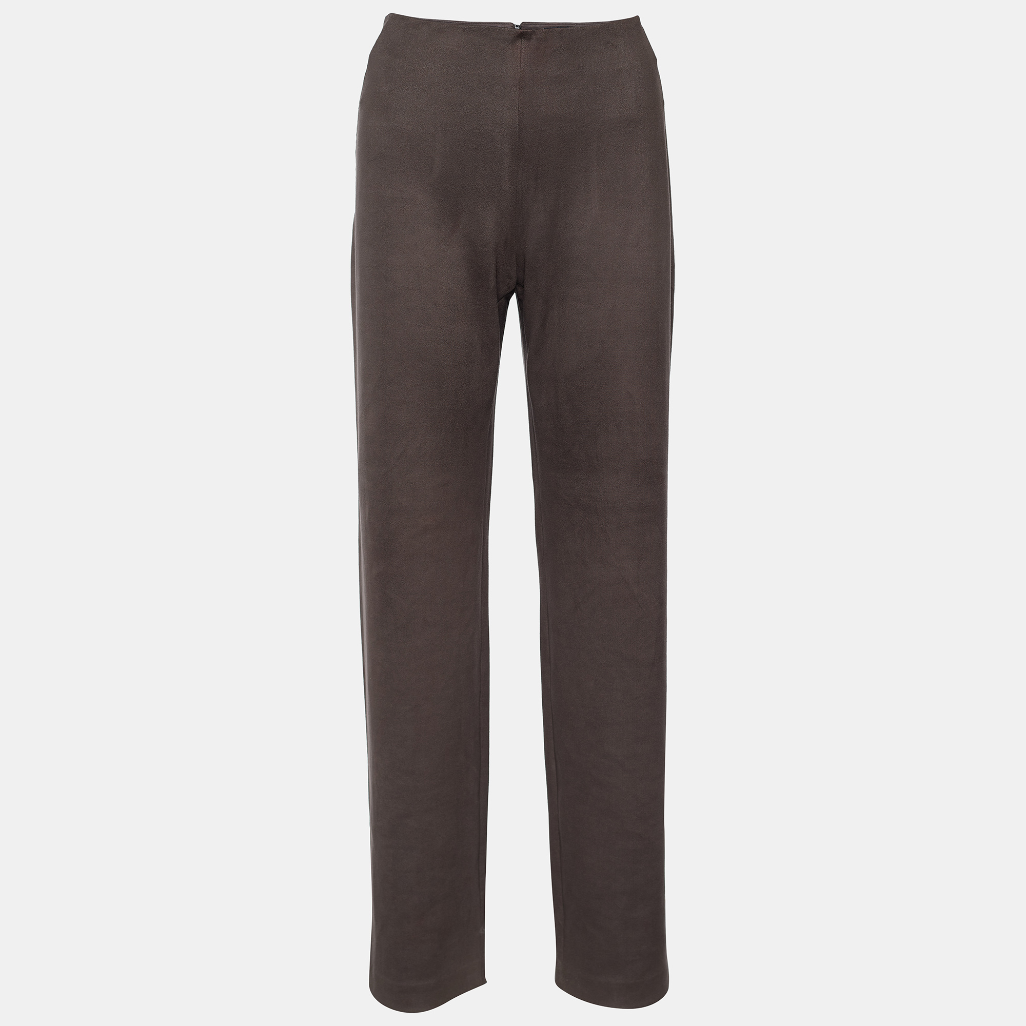 Clothing  The Luxury Closet Giorgio Armani Brown Coated Knit Straight Fit Trousers M