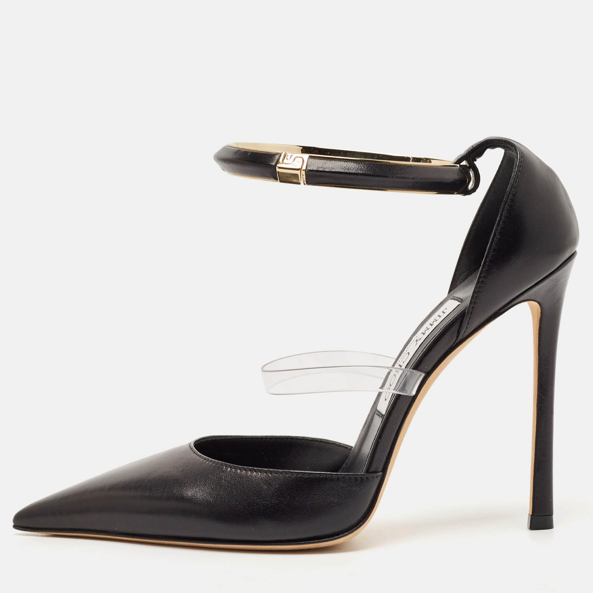 Jimmy Choo Black Leather and PVC Dreece Pumps Size 39