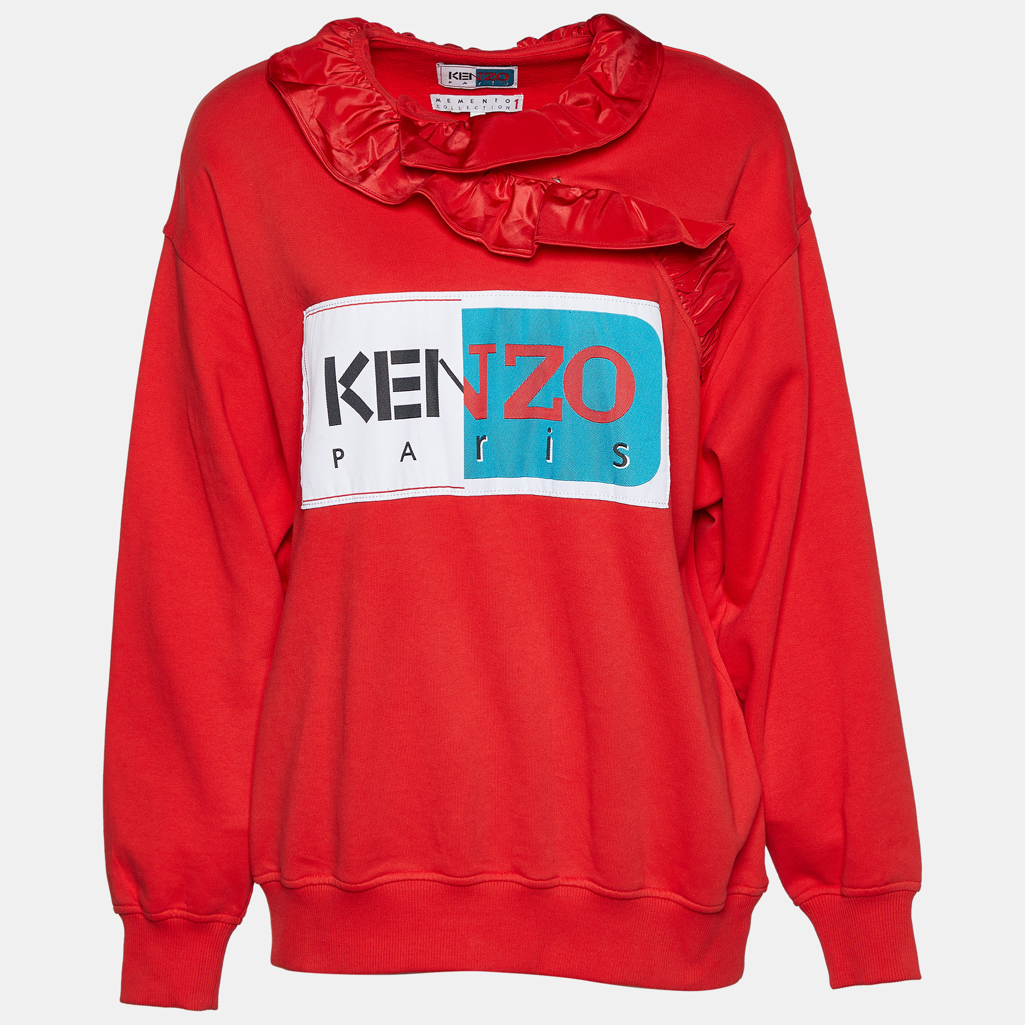 Sweaters & Cardigans Kenzo Red La Collection Memento N°1 Cotton Ruffled Neck Sweatshirt S