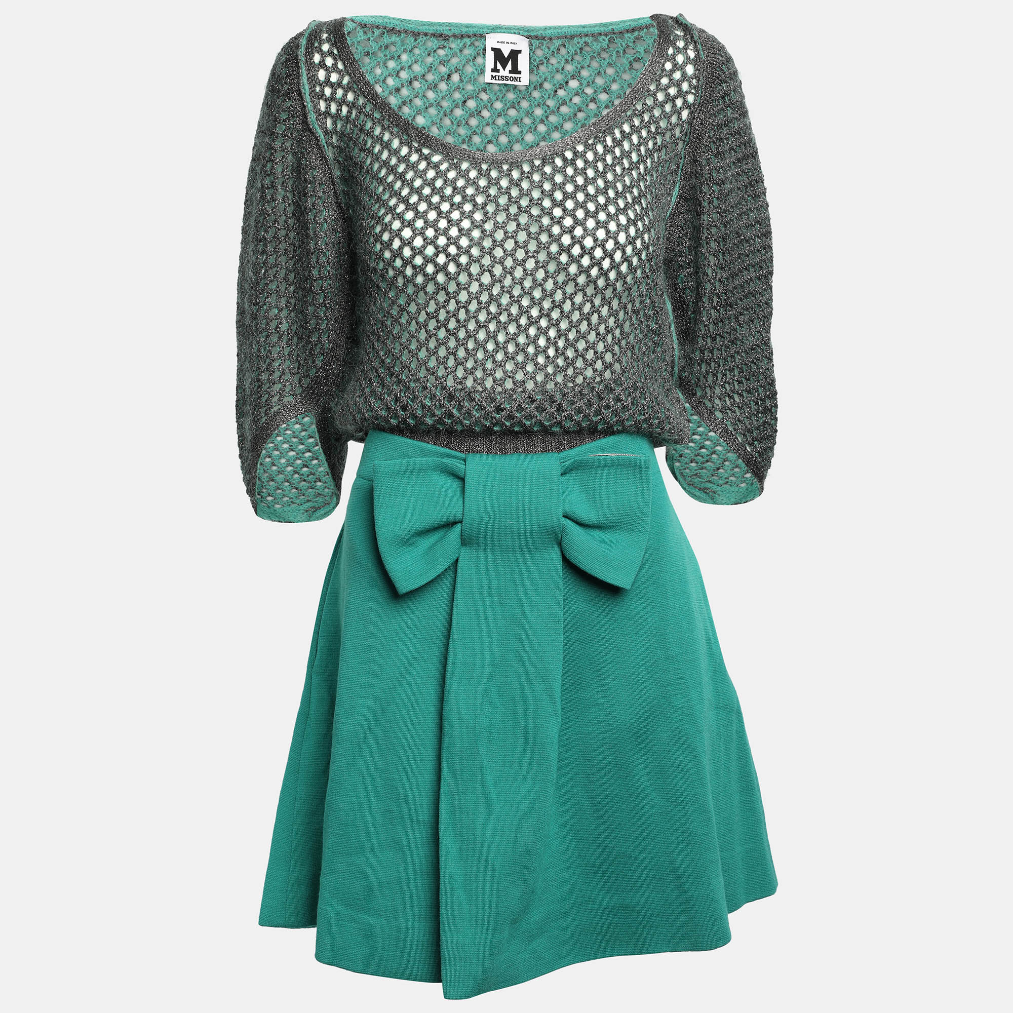 Suits  The Luxury Closet M Missoni Green/Grey Lurex Knit Skirt Set M