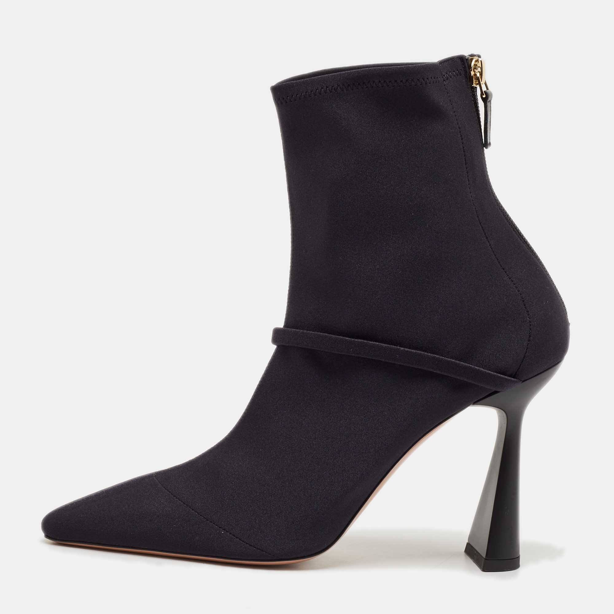 Malone Souliers Navy Blue Stretch Fabric Oliana Ankle Length Boots Size 39.5