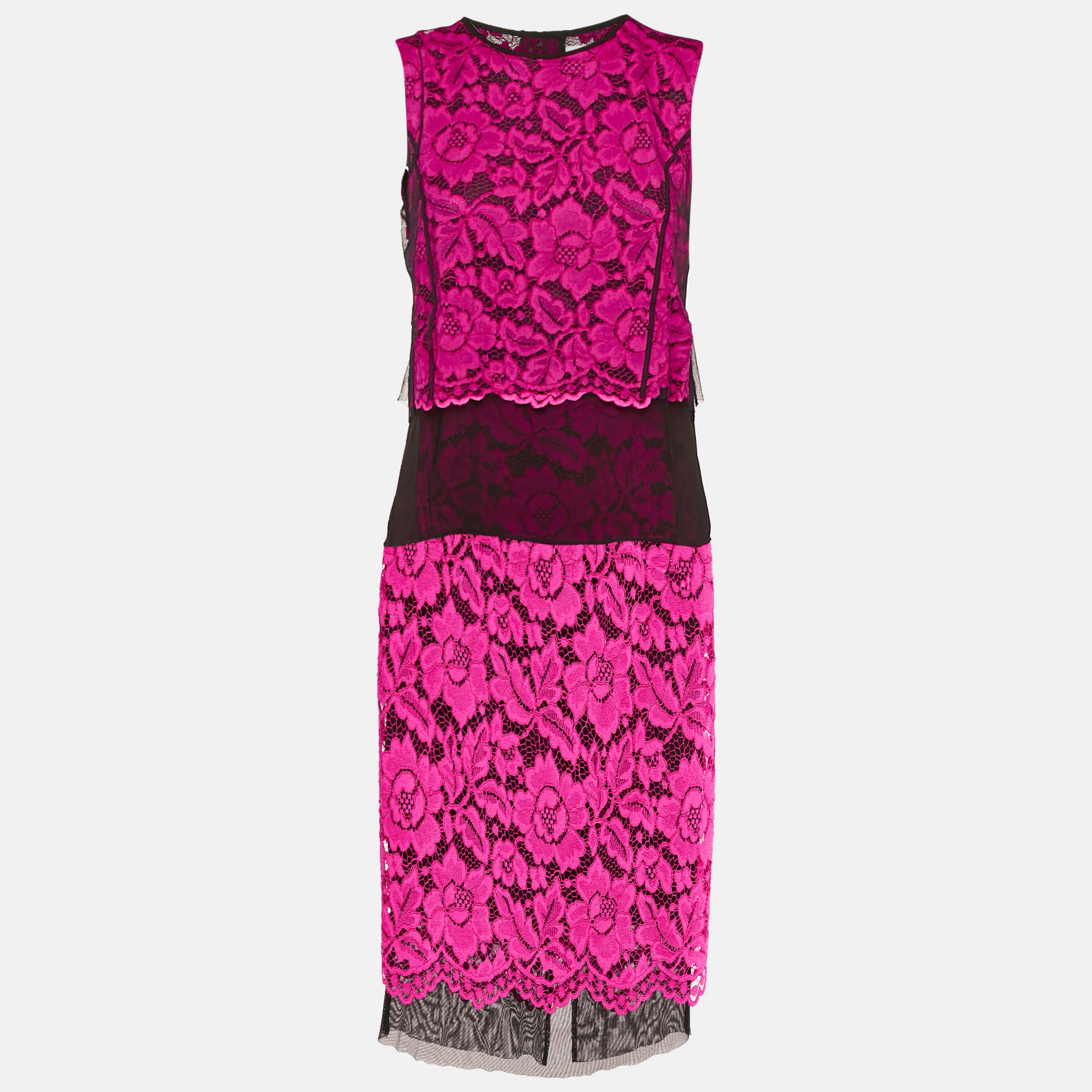 Suits Sandro Pink Floral Lace Top and Skirt Set S/M