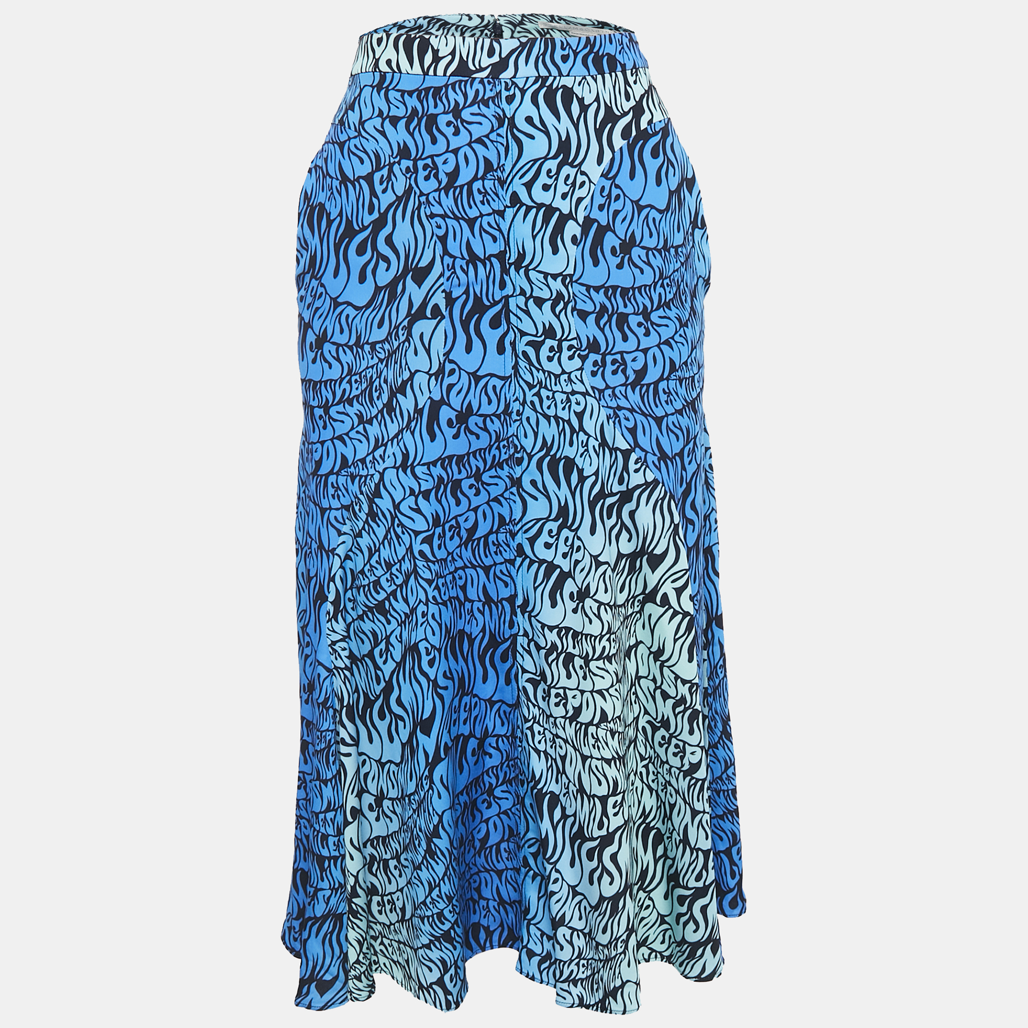 Stella McCartney Blue Printed Crepe Midi Skirt S