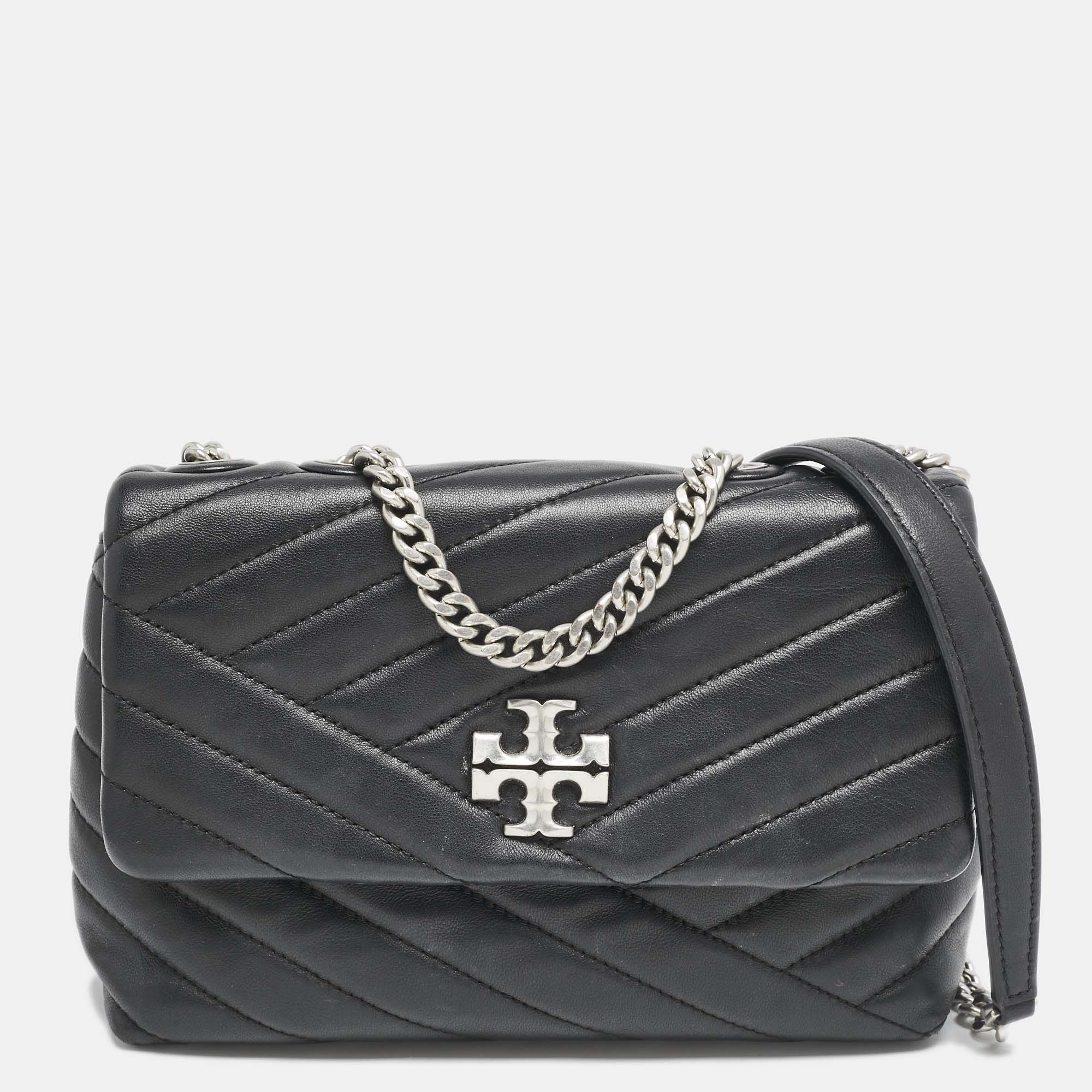 Tory Burch Black Leather Kira Flap Shoulder Bag