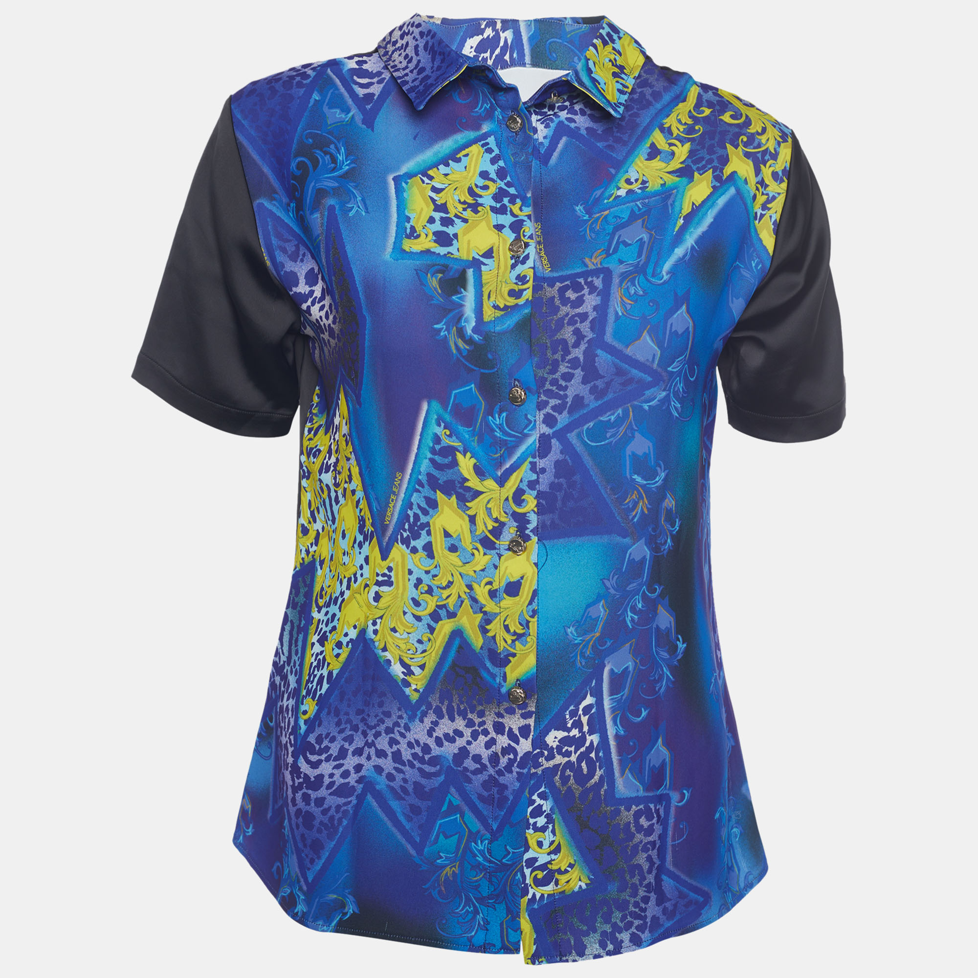 Shirts & Tops Versace Jeans Multicolor Printed Sateen Button Back Top S
