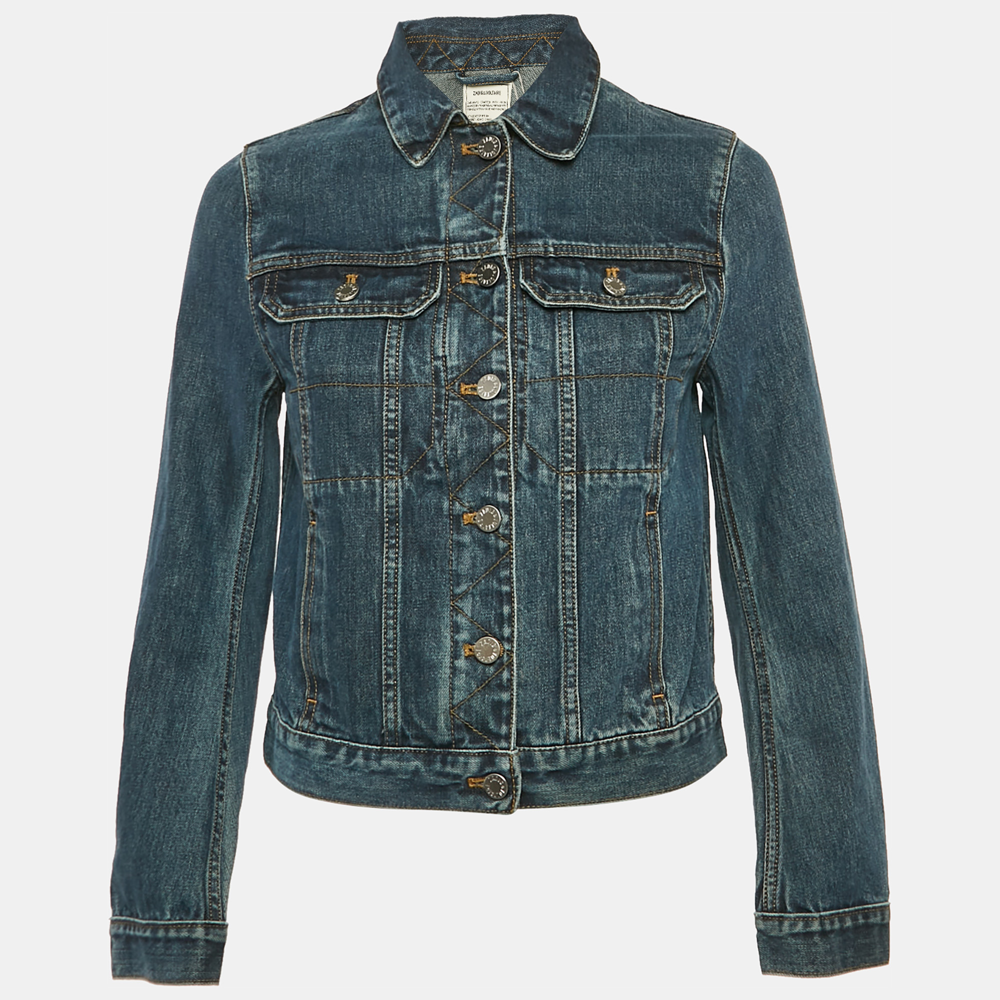 Zadig & Voltaire Blue Denim Button Front Kioky Art Jacket M