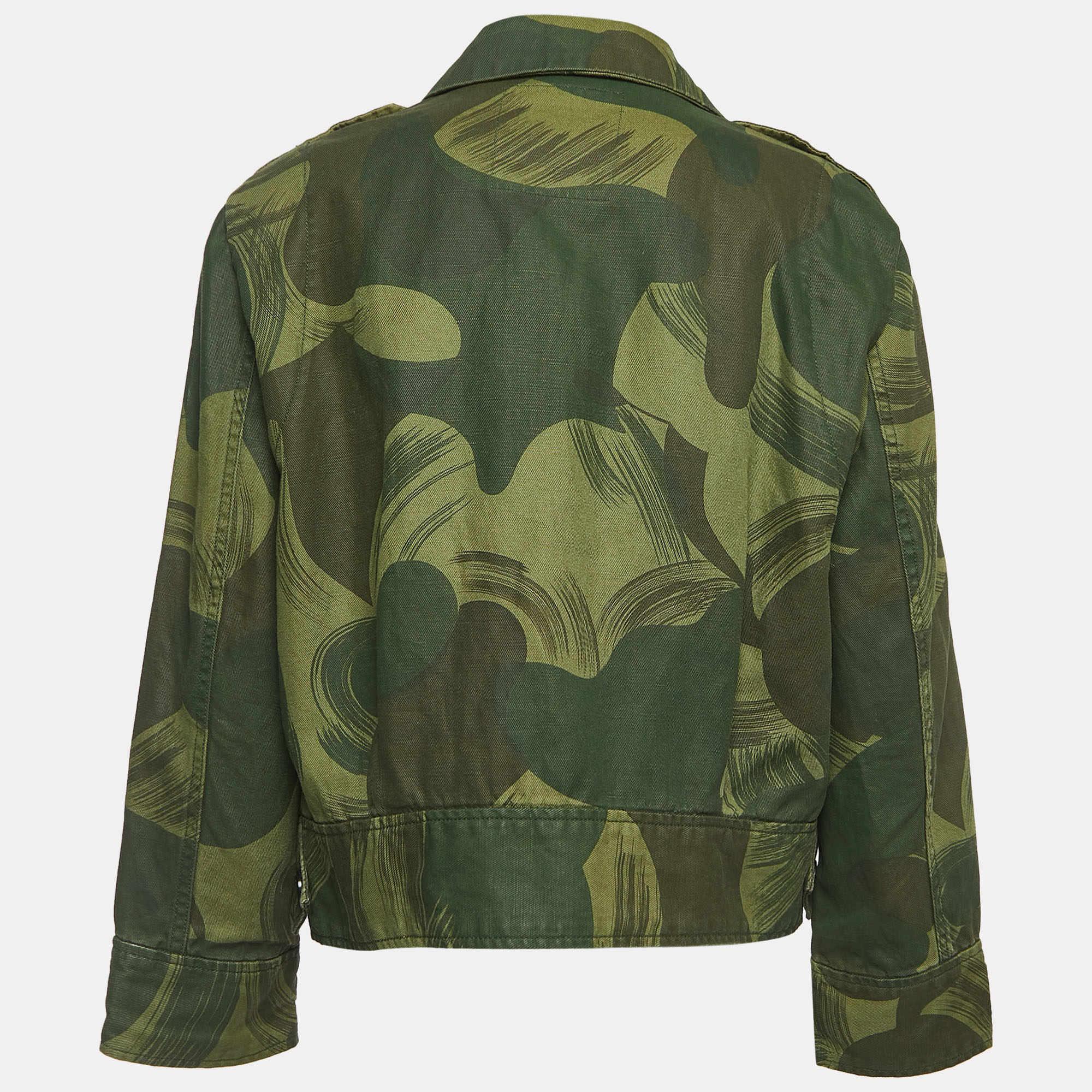 Coats & Jackets  The Luxury Closet Zadig & Voltaire Military Green Camouflage Cotton Blend Button Front Jacket XS