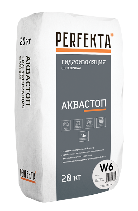 Обмазочная гидроизоляция  ГдеМатериал Гидроизоляция Perfekta 6864 Аквастоп W6 20 кг