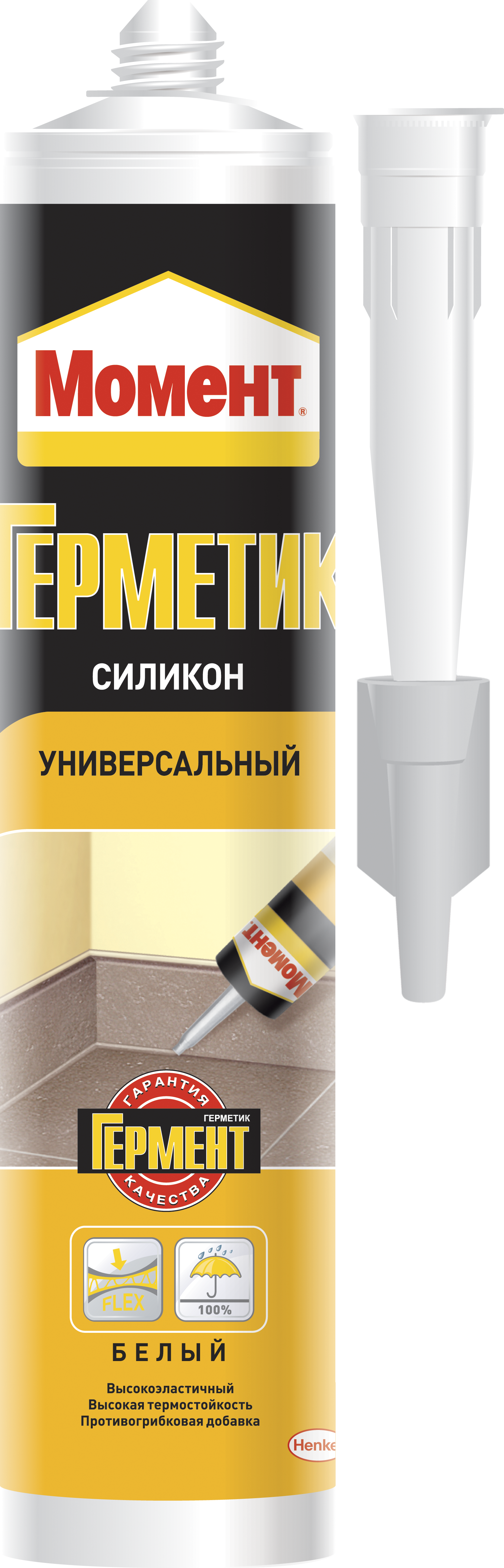 Силиконовые герметики Момент Универсальный, 280 мл, Герметик силиконовый белый