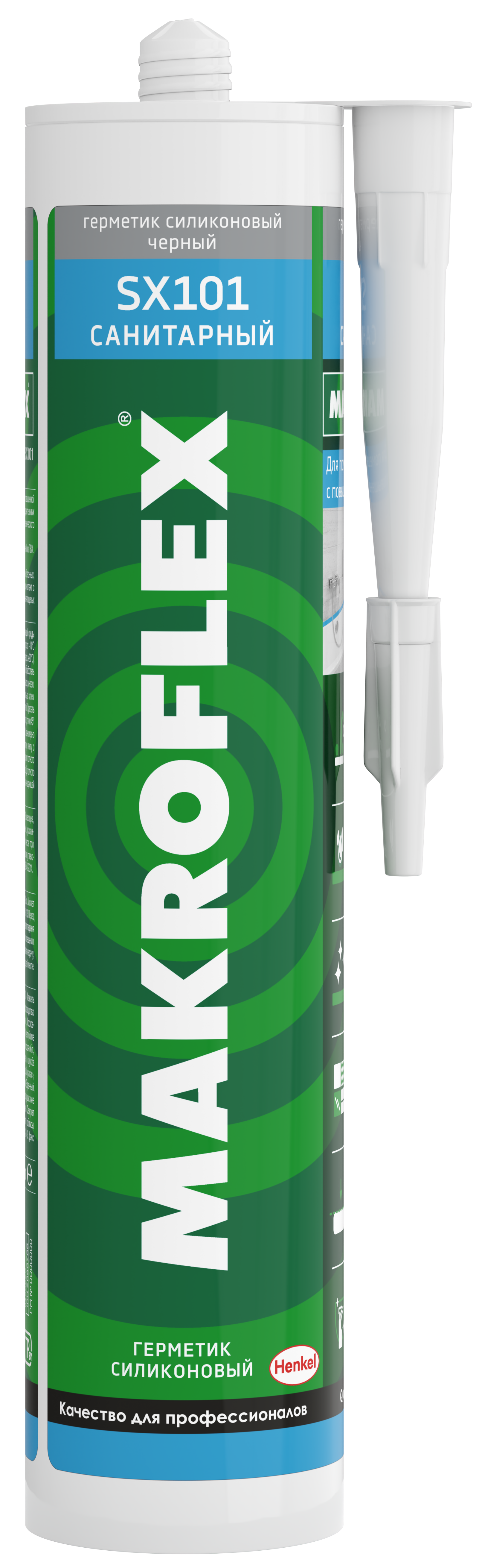 Силиконовые герметики  ГдеМатериал Makroflex SX101, 300 мл, Герметик силиконовый Санитарный черный