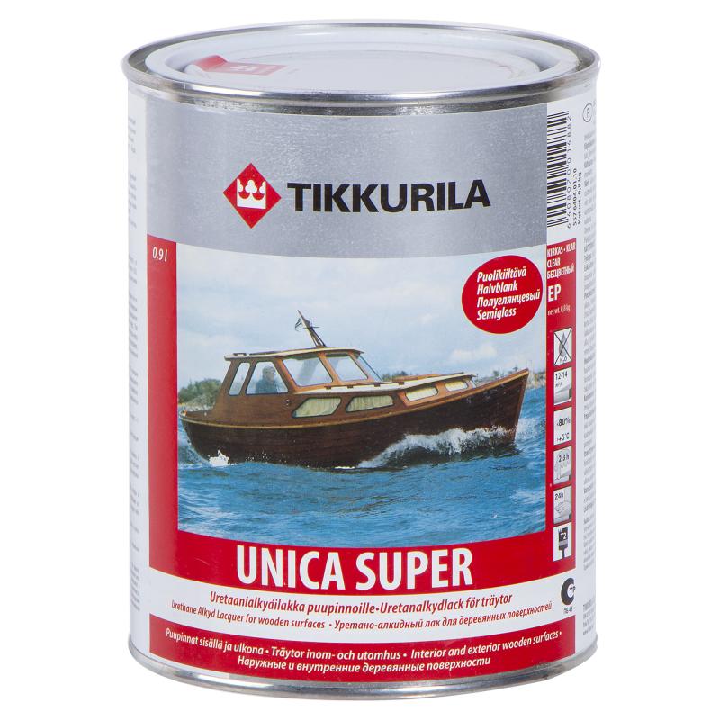   ГдеМатериал Tikkurila Unica super, 0.9 л, Лак для дерева прозрачный полуглянцевый