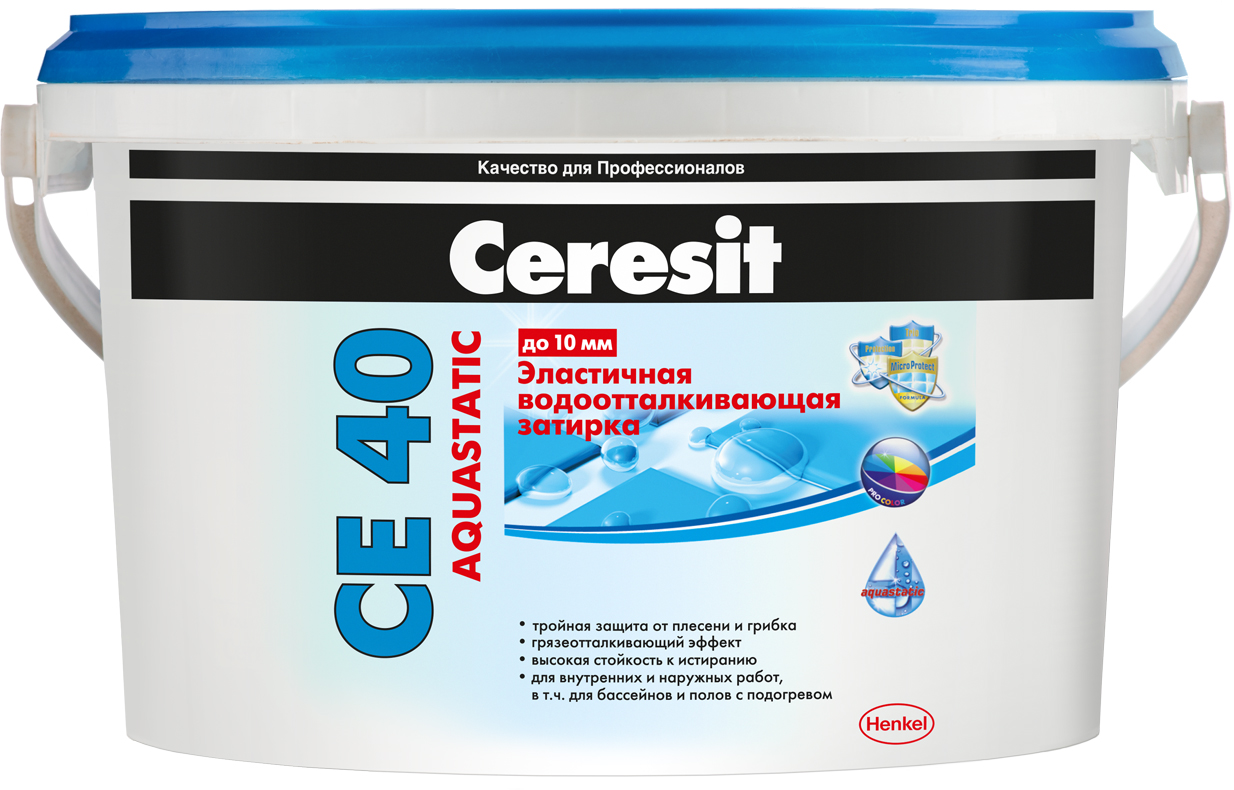 Затирки для плитки  ГдеМатериал Ceresit CE40 Aquastatic 46, 2 кг, Затирка водоотталкивающая