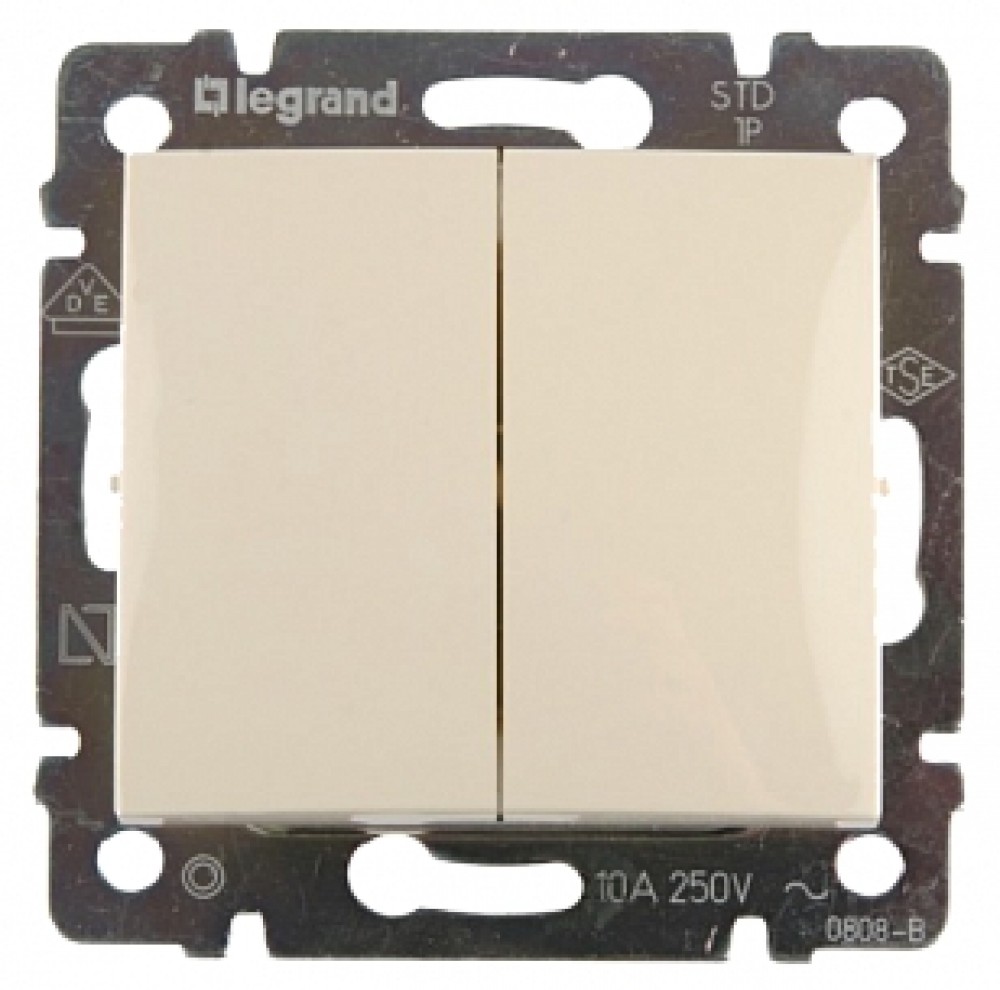 Выключатель встраиваемый двухклавишный LeGrand Valena 774305 слоновая кость