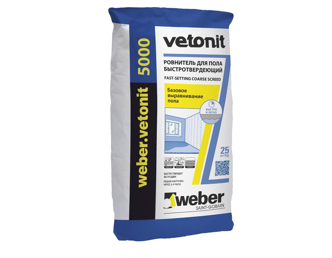 Ровнители для пола Weber.Vetonit 5000 25 кг, ровнитель для пола быстротвердеющий