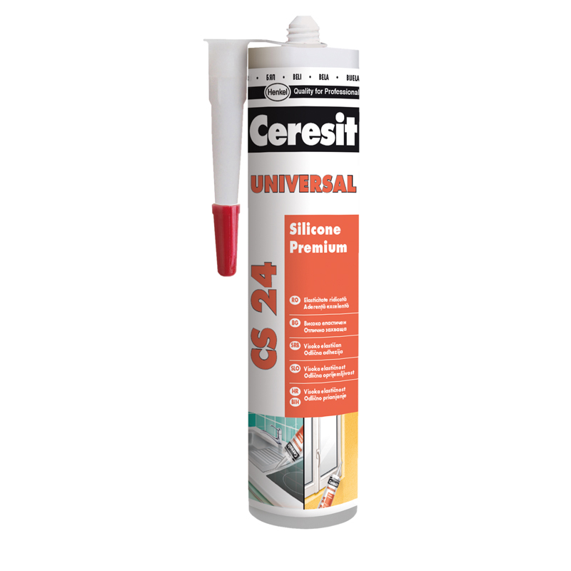 Силиконовые герметики  ГдеМатериал Ceresit CS 24 Universal Silicone Premium, 280 мл, Герметик силиконовый белый