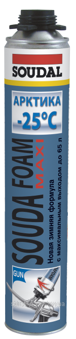 Профессиональная пена  ГдеМатериал Soudal Soudafoam Maxi Арктика, 870 мл, Пена монтажная профессиональная зимняя