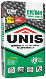 Сухие штукатурки  ГдеМатериал Unis Силин, 25 кг, Штукатурка цементная армированная Универсальный серая