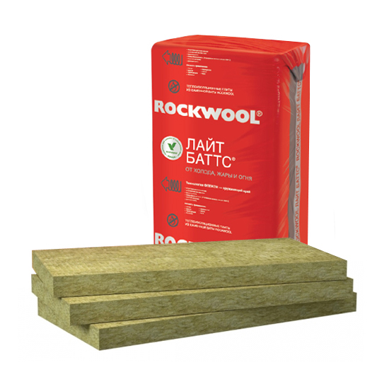 Базальтовый утеплитель Rockwool Лайт Баттс 1000x600 100 мм, Минеральная вата