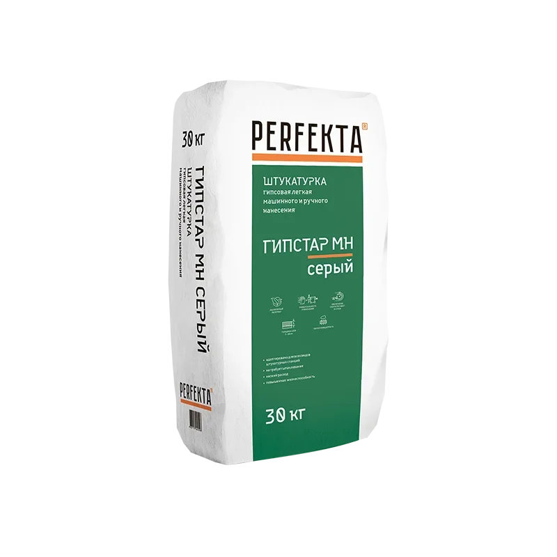 Сухие штукатурки Perfekta Гипстар, 30 кг, Штукатурка гипсовая серая