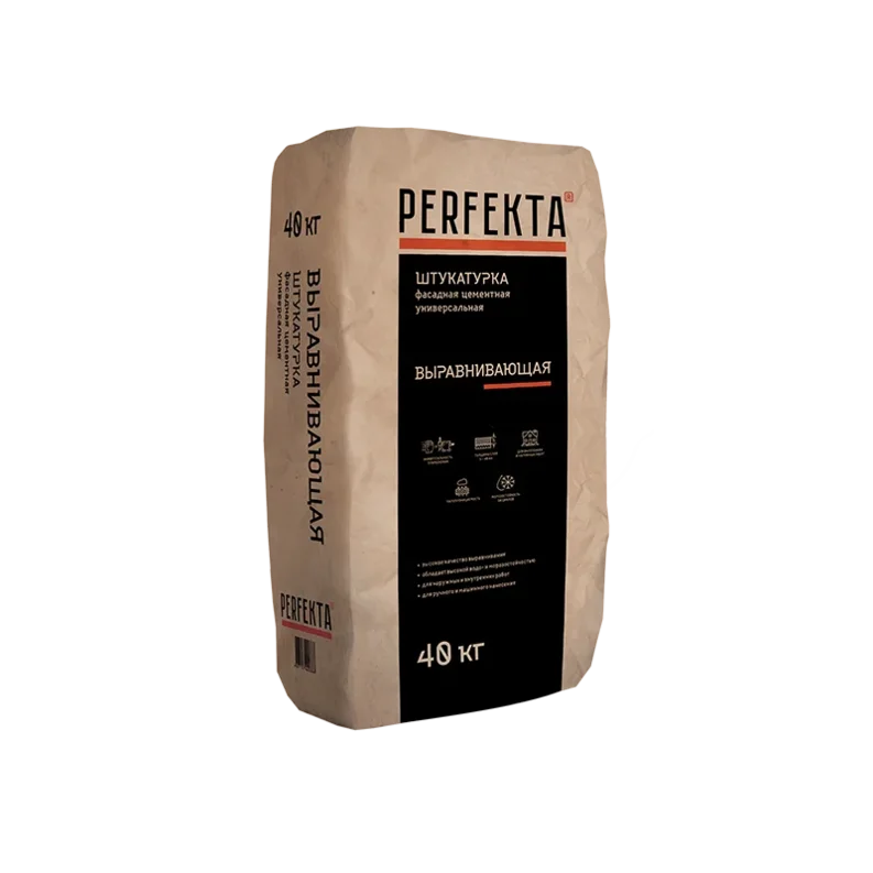 Сухие штукатурки Perfekta, 40 кг, Штукатурка цементная фасадная для машинного нанесения Выравнивающая