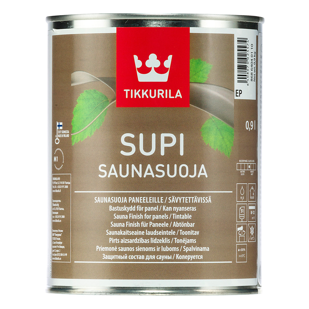  Tikkurila Supi Saunasuoja, 0.9 л, Лак для дерева