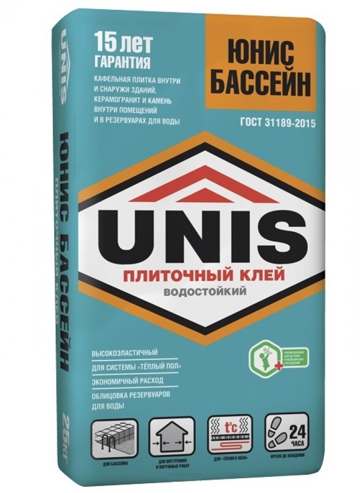   ГдеМатериал Unis Бассейн, 25 кг, Клей для плитки