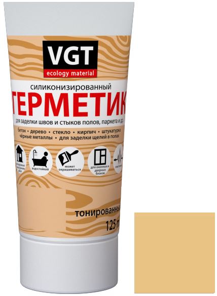 Силиконовые герметики VGT 0,16 л силиконизированный, Герметик (бук)