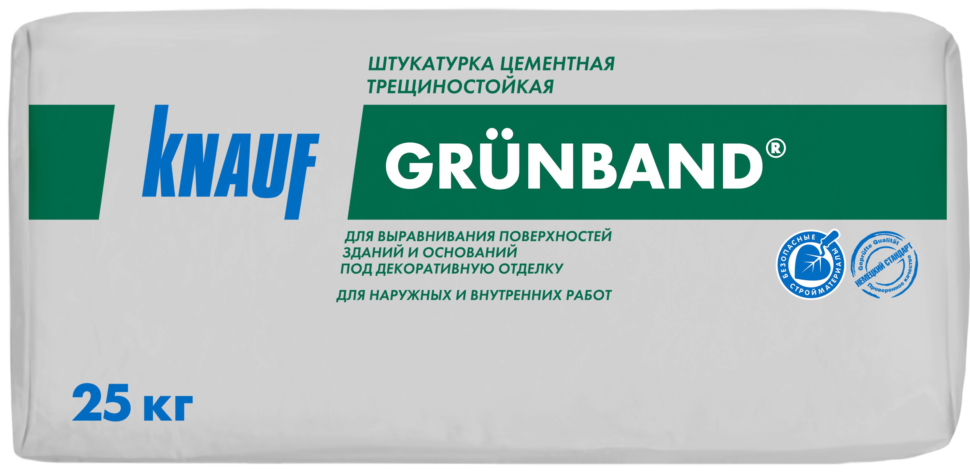 Сухие штукатурки Knauf Грюнбанд, 25 кг, Штукатурка цементная теплоизоляционная фасадная