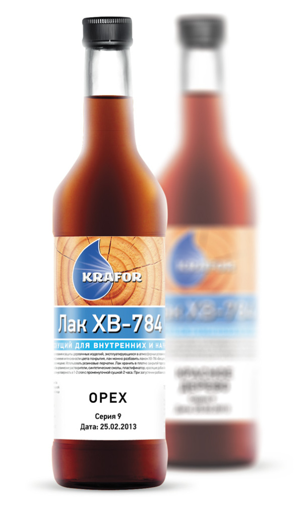  Krafor ХВ-784, 0.5 л, Лак для дерева орех