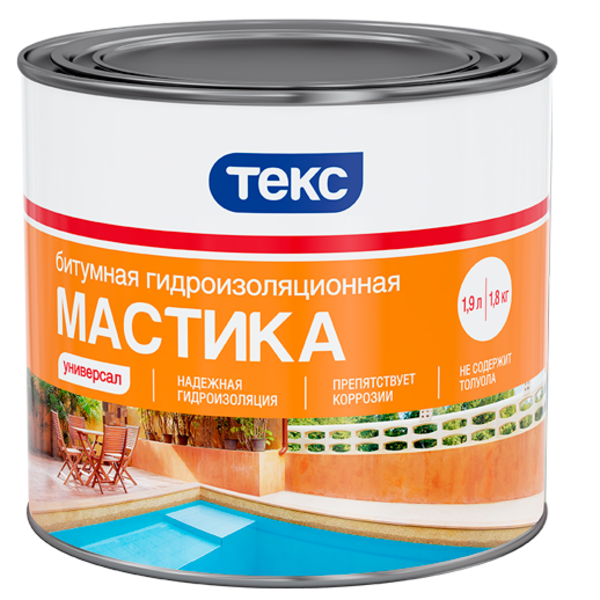Мастики и праймеры  ГдеМатериал Мастика Текс Универсал, 18 кг, битумная гидроизоляционная