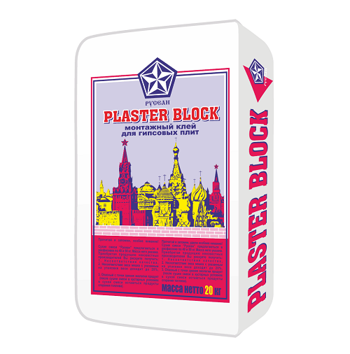 Монтажные клеи Клей для пазогребневых плит Русеан Plaster Blok 20 кг