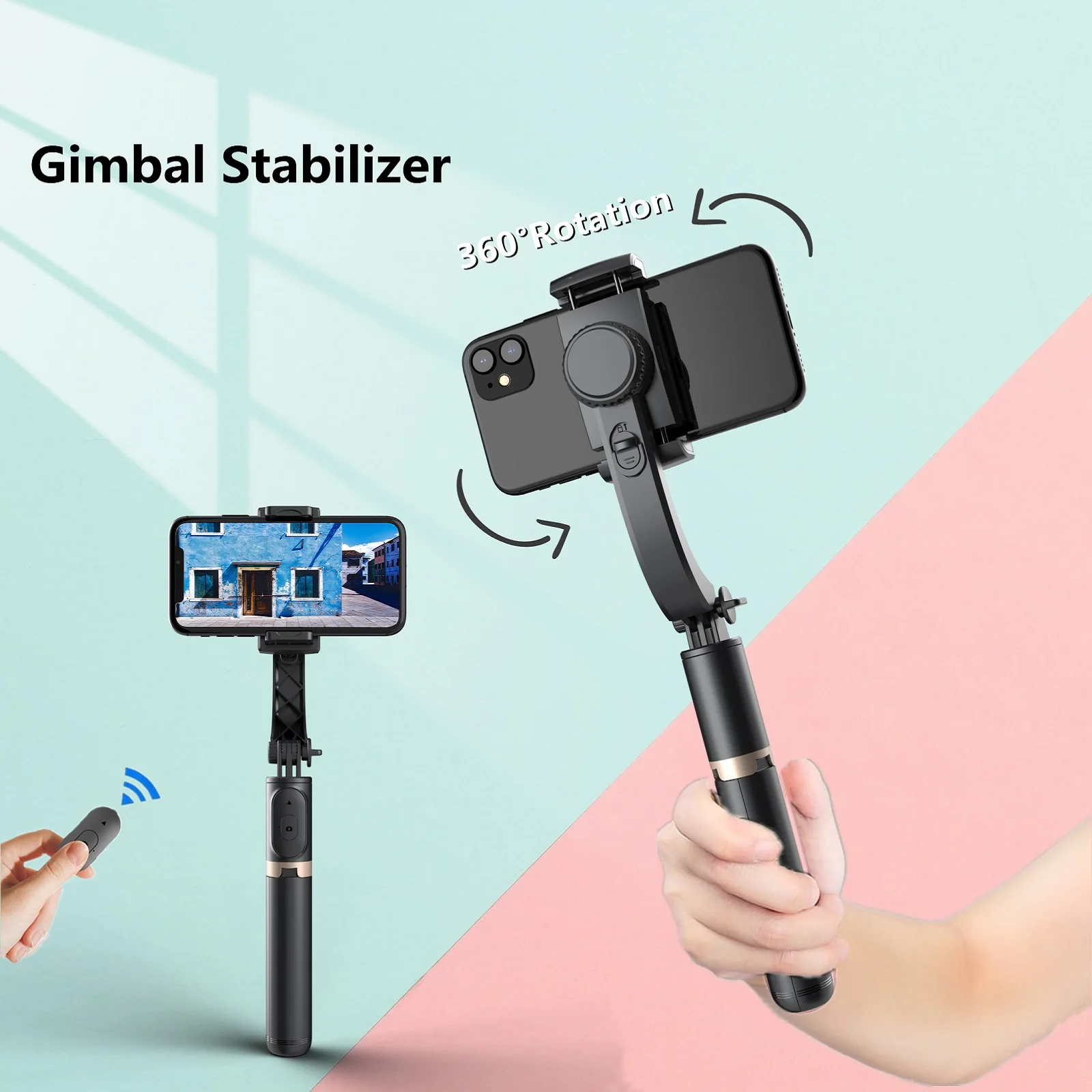 Cellphone Video Record Selfie Stick Tripod With Remote shutter Gimbal For Action Camera Smartphone