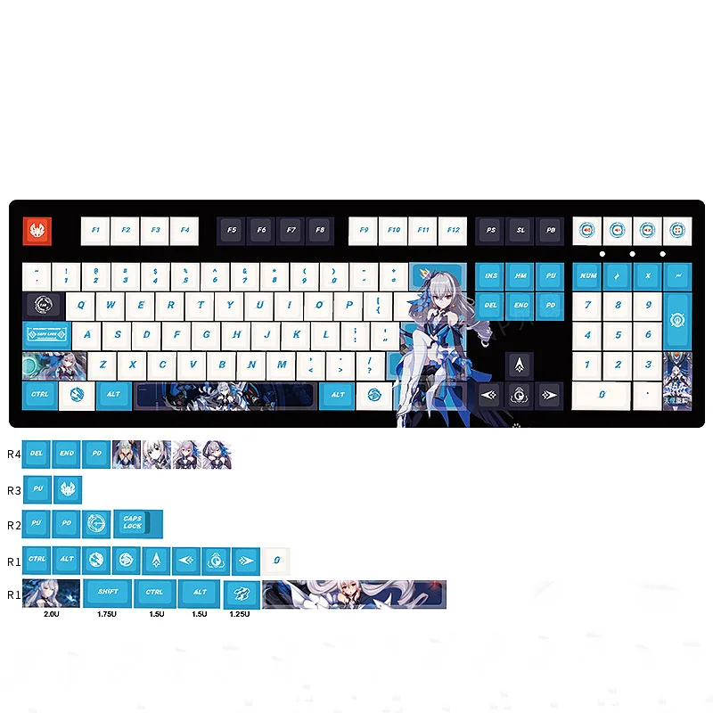 Game Character Bulonia 136 Keycap Cartoon For Mechanical Keyboard PBT Sublimation Cherry Outline Keycap 87 980 104 Layout