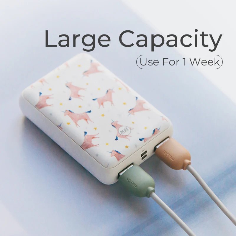 2022.Maoxin mini power bank 10000mAh dual USB output portable cute pattern with lollipop micro cable quick charge powerbank