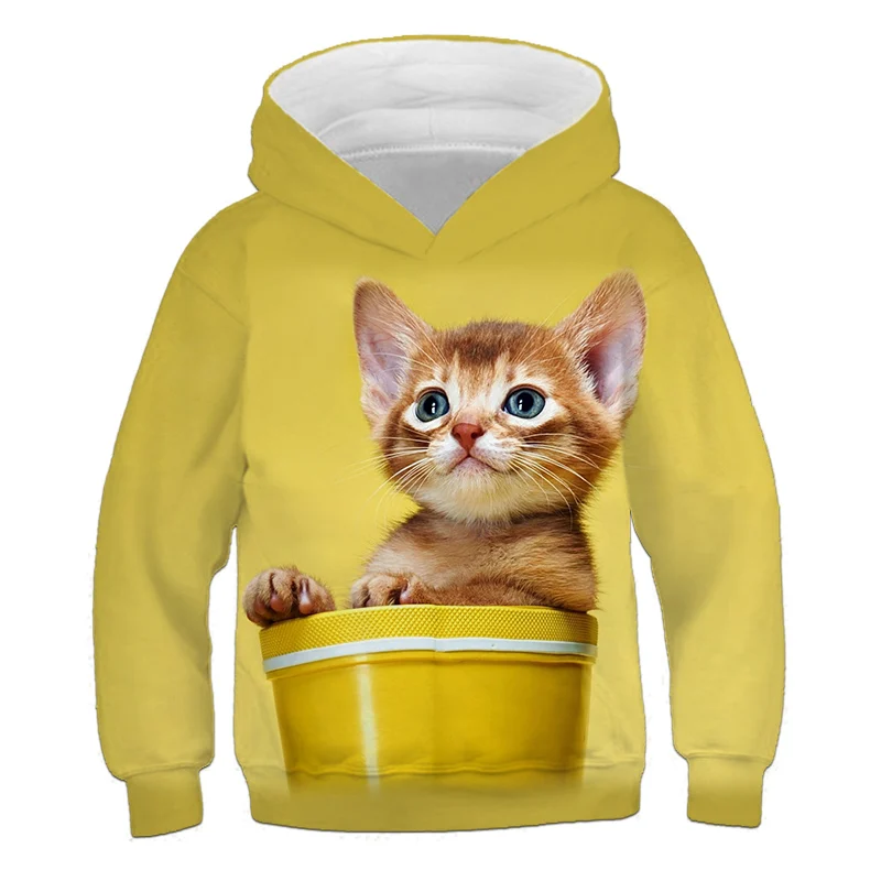 Funky Kids Cute Cool Cats Hoodies 3D-Printed Hoodies Boys And Girls Sweatshirts Hoodies Kids Fashion Jumpers Casual Tops