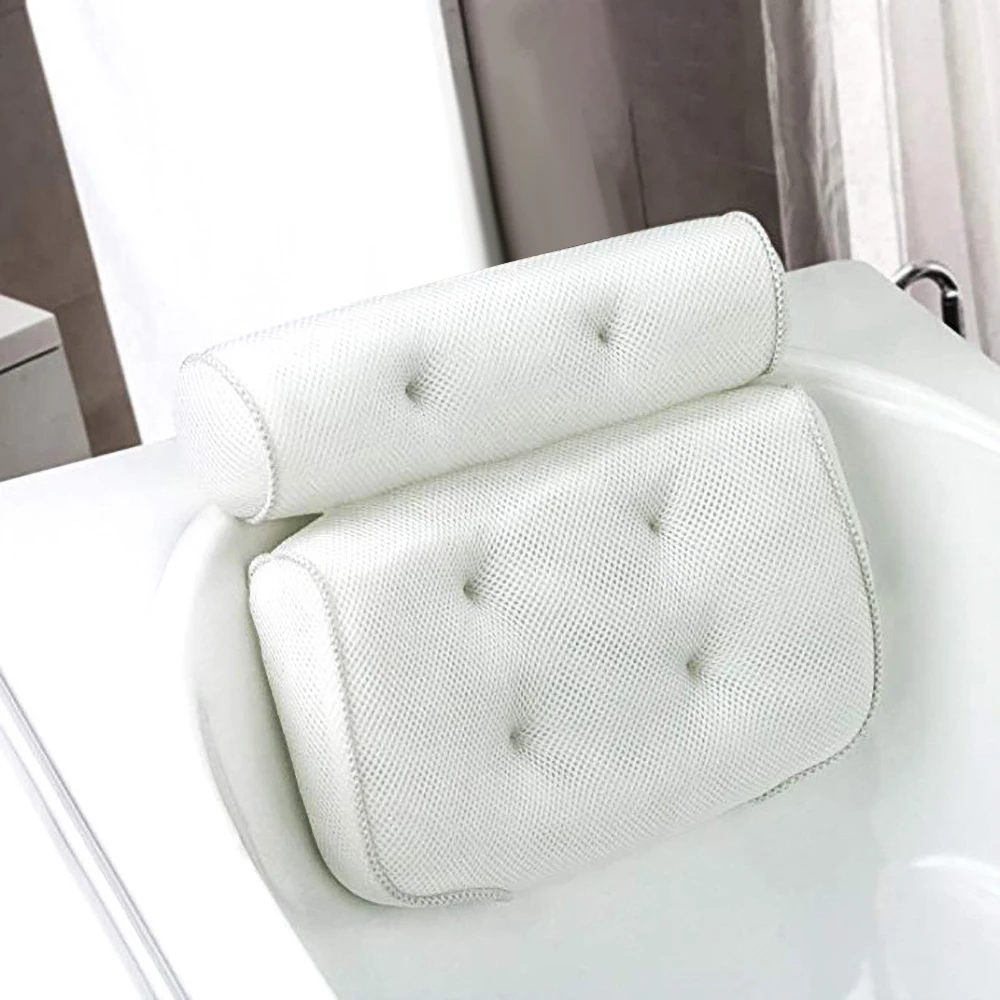 Spa Bath Pillow with Suction Cups Bath Tub Neck Back Support Headrest Pillow Non-Slip Thickened Home Soft Cushion Tubs Accersory