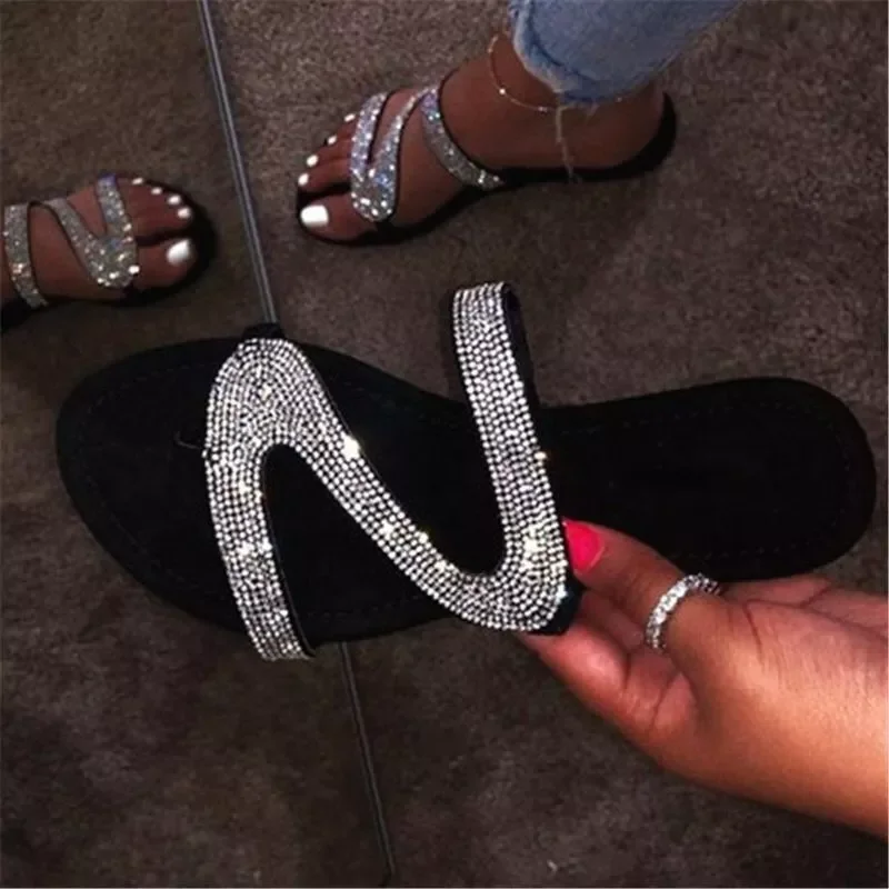 Summer Flat Bling Slippers Transparent Jelly Flat Shoes Female Flip Flops Sandals Outdoor Beach Ladies Slides Glitter