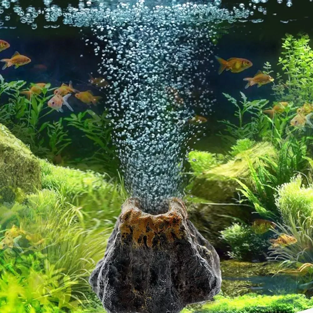 Fish Tanks Landscaping Simulation Volcano Aquarium Accessories Rockery Ornaments Aeration Bubble Stone Oxygenation Tools