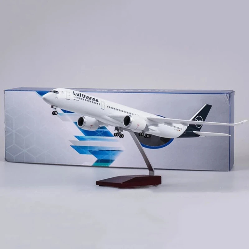 1/142 Scale 47CM Airplane Airbus A350 Lufthansa Airline Model W LED Light & Wheel Diecast Plastic Resin Plane For Collection