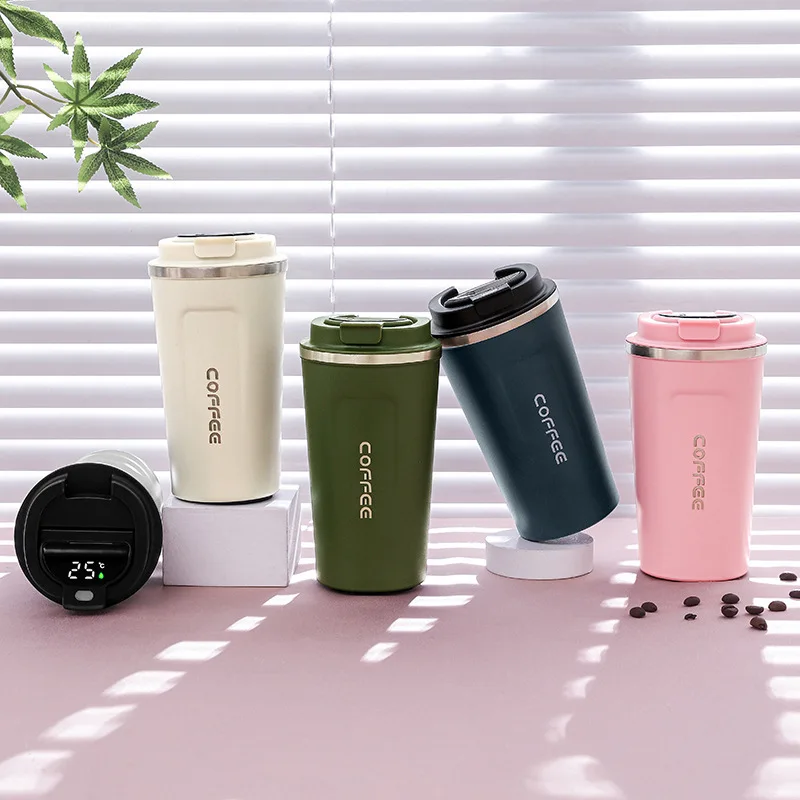 380ML 510ML Coffee Mug Car Thermos Mug Leak Proof Travel Thermo Cup for Tea Water Coffee Thermo Cafe Double Stainless Steel