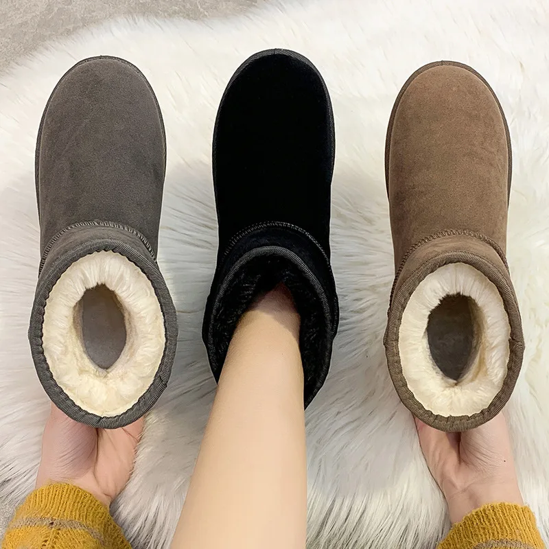 Snow Boots Women's Short Tube Thickened Cotton Shoes Non-slip Winter New Shoes Women Fashion Snow Low 2022 Ladies Ankle Cotton