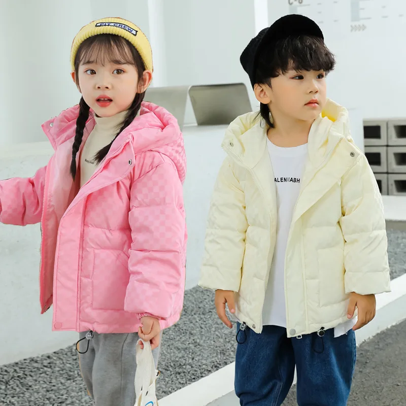2022 New Children's Cotton-Padded Jacket Boys And Girls Baby Thickened High-Neck Hooded Cotton-Padded Jacket Warm And Windproof