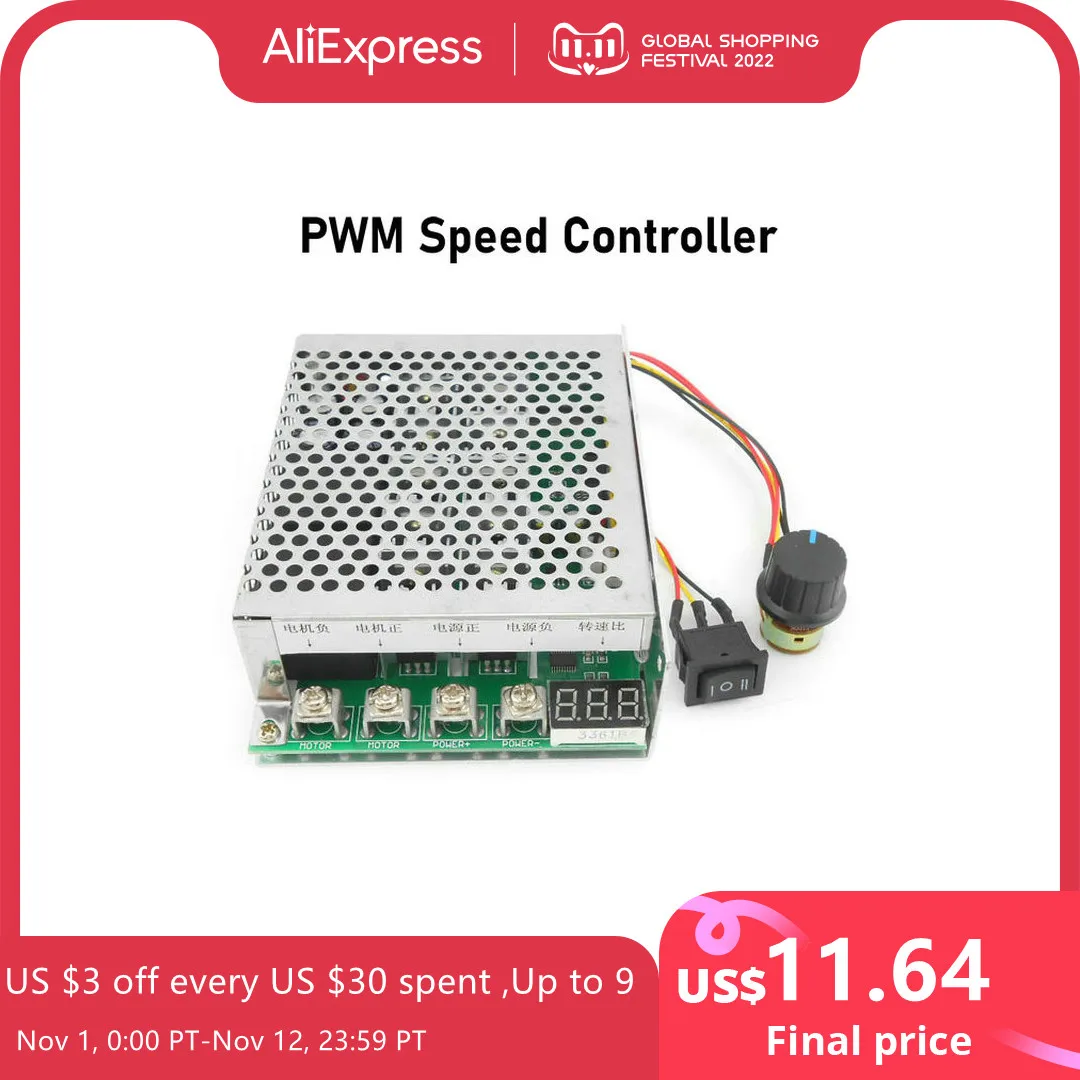 100A 5000W Reversible Motor Speed Controller High Quality PWM Control Soft Start DC10-55V Forward/reverse Rotation Dual Relay