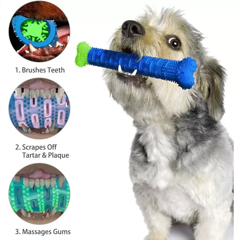 Puppy Brush Dog Toothbrush Chew Toy Stick Cleaning Massager Pet Teeth Cleaning Toys Multifunctional Silicone Doggy Dental Care