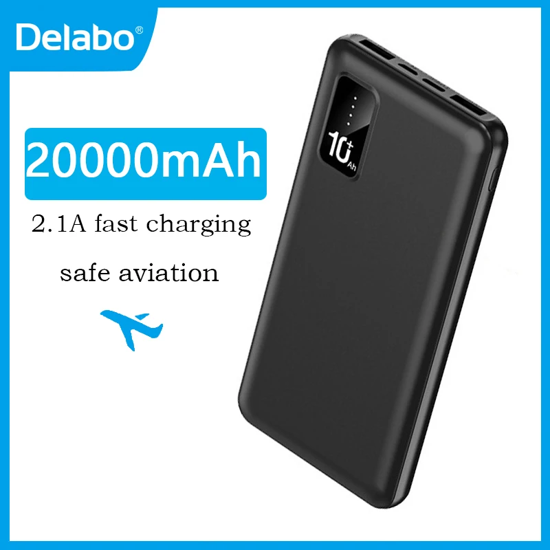 DELABO Power Bank 20000/10000mAh Portable Phones Power Banks PD Fast Charging USB Type C Port Spare External Battery Universal