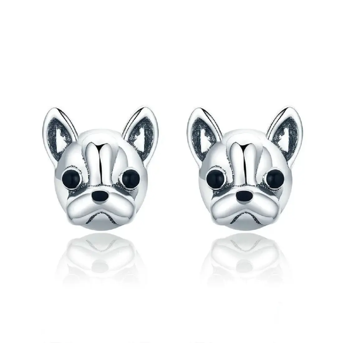 French Bulldog Dog Puppy Stud Earrings Women Girls Authentic Sterling Silver 925 Enamel Cute Pet Dog Earrings Jewelry Gifts