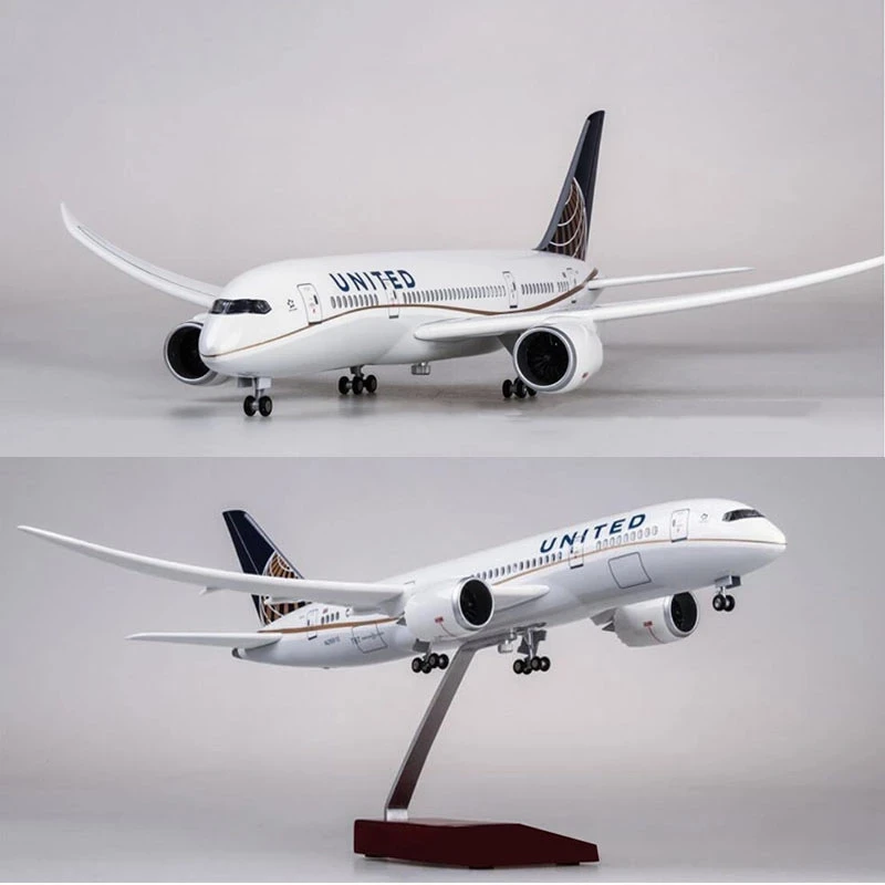 1/130 Scale 43cm Airplane 787 B787 Dreamliner Aircraft American United Airlines Model Light Wheel Diecast Resin Plane