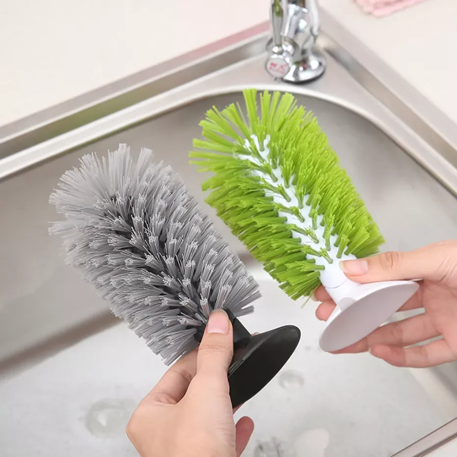 Basedidea Sink Suction Cleaning Brush Cups Goblet Mugs Cleaner Strong Suction Lazy Use Clean Brush for Cup